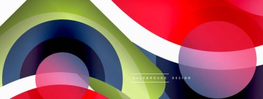 Renkli geometrik şekilli soyut arkaplan. Yuvarlak şekilli, daire ve çizgilerle çok güzel bir arka plan. Geometrik tasarım. Vektör illüstrasyonu
