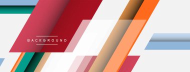 Vektör arkaplanı. Gölge efektli soyut örtüşen renk çizgileri tasarımı. Duvar kağıdı afişi için resim arkaplanı veya iniş sayfası