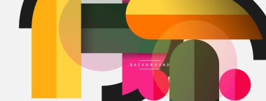 Geometrik şekiller bileşim soyut arkaplan. Çember çizgileri ve dikdörtgenler. Duvar kağıdı afişi veya iniş sayfası için vektör illüstrasyonu