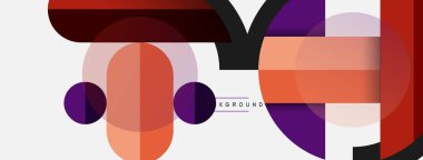 Geometrik şekiller bileşim soyut arkaplan. Çember çizgileri ve dikdörtgenler. Duvar kağıdı afişi veya iniş sayfası için vektör illüstrasyonu