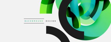 Yuvarlak şekiller daireler ve diğer geometrik şekiller. Duvar kağıdı afişi arkaplan kartı veya iniş sayfası için vektör illüstrasyonu