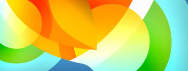 Renkli geometrik şekilli soyut arkaplan. Yuvarlak şekilli, daire ve çizgilerle çok güzel bir arka plan. Geometrik tasarım. Vektör illüstrasyonu