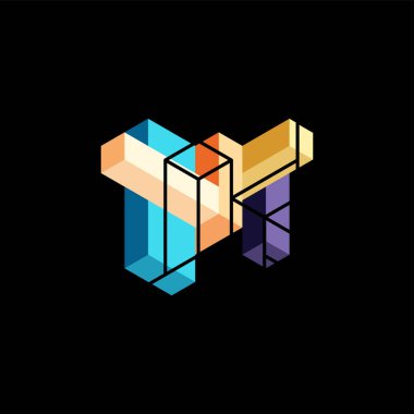 Soyut arkaplan. 3 boyutlu küp, küp elementler ve bloklar. Duvar kağıdı, afiş, arkaplan, iniş sayfası için tekno veya iş konsepti