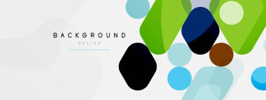 Soyut yuvarlak geometrik şekiller ve daireler. Duvar kağıdı, afiş, arkaplan veya iniş için moda tekno iş şablonu