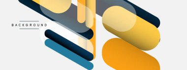 Yuvarlak şekiller ve çizgiler üst üste biniyor. Duvar kağıdı afişi veya iniş sayfası için vektör illüstrasyonu