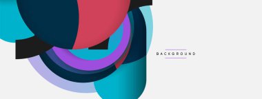 Yaratıcı geometrik duvar kağıdı. Asgari soyut arkaplan. Duvar kağıdı arkaplanı veya iniş sayfası için daire bileşimi vektör çizimi