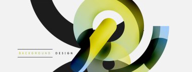 Yuvarlak şekiller daireler ve diğer geometrik şekiller. Duvar kağıdı afişi arkaplan kartı veya iniş sayfası için vektör illüstrasyonu