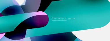 Yuvarlak şekiller daireler ve diğer geometrik şekiller. Duvar kağıdı afişi arkaplan kartı veya iniş sayfası için vektör illüstrasyonu