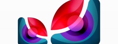 Renkli geometrik şekilli soyut arkaplan. Yuvarlak şekilli, daire ve çizgilerle çok güzel bir arka plan. Geometrik tasarım. Vektör illüstrasyonu