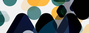 Beyaz üzerine renkli baloncuklar ve yuvarlak geometrik şekiller. Duvar kağıdı, pankart, arkaplan, iniş sayfası için vektör geometrik asgari özet arkaplan