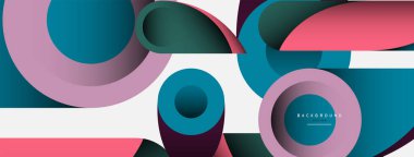 Soyut arkaplan. Minimum geometrik daireler ve koyu gölgeli yuvarlak şekiller. Duvar kağıdı afişi veya arkaplan için moda teknoloji iş şablonu