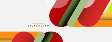 Yuvarlak şekiller ve çizgiler üst üste biniyor. Duvar kağıdı afişi veya iniş sayfası için vektör illüstrasyonu