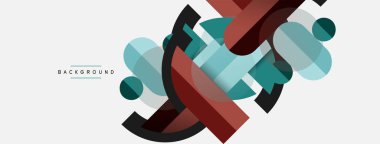 Geometrik şekiller bileşim soyut arkaplan. Çember çizgileri ve dikdörtgenler. Duvar kağıdı afişi veya iniş sayfası için vektör illüstrasyonu