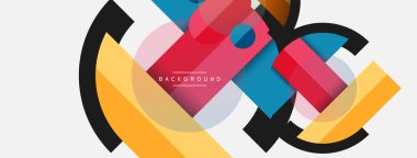 Geometrik şekiller bileşim soyut arkaplan. Çember çizgileri ve dikdörtgenler. Duvar kağıdı afişi veya iniş sayfası için vektör illüstrasyonu