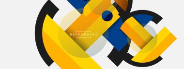 Yuvarlak geometrik şekiller çizgiler ve daireler. Duvar kağıdı afişi ya da iniş sayfası için vektör şablonu