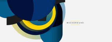 Vektör yuvarlak şekilli daireler minimum geometrik arkaplan. Duvar kağıdı afişi veya iniş sayfası için vektör illüstrasyonu