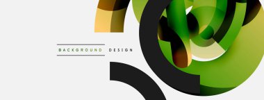 Yuvarlak şekiller daireler ve diğer geometrik şekiller. Duvar kağıdı afişi arkaplan kartı veya iniş sayfası için vektör illüstrasyonu