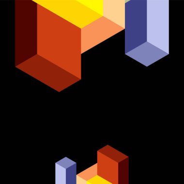 Soyut arkaplan. 3 boyutlu küp, küp elementler ve bloklar. Duvar kağıdı, afiş, arkaplan, iniş sayfası için tekno veya iş konsepti