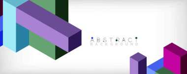 Soyut arkaplan. 3 boyutlu küp, küp elementler ve bloklar. Duvar kağıdı, afiş, arkaplan, iniş sayfası için tekno veya iş konsepti