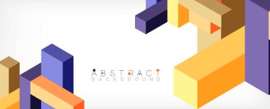 Soyut arkaplan. 3 boyutlu küp, küp elementler ve bloklar. Duvar kağıdı, afiş, arkaplan, iniş sayfası için tekno veya iş konsepti