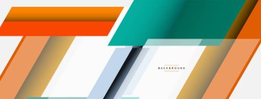 Vektör arkaplanı. Gölge efektli soyut örtüşen renk çizgileri tasarımı. Duvar kağıdı afişi için resim arkaplanı veya iniş sayfası