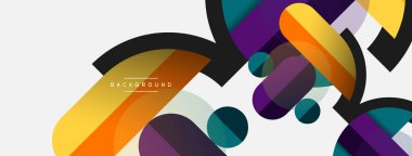 Yuvarlak geometrik şekiller çizgiler ve daireler. Duvar kağıdı afişi ya da iniş sayfası için vektör şablonu