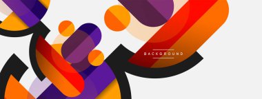 Geometrik şekiller bileşim soyut arkaplan. Çember çizgileri ve dikdörtgenler. Duvar kağıdı afişi veya iniş sayfası için vektör illüstrasyonu