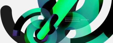 Yuvarlak şekiller daireler ve diğer geometrik şekiller. Duvar kağıdı afişi arkaplan kartı veya iniş sayfası için vektör illüstrasyonu