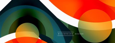 Renkli geometrik şekilli soyut arkaplan. Yuvarlak şekilli, daire ve çizgilerle çok güzel bir arka plan. Geometrik tasarım. Vektör illüstrasyonu