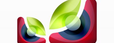 Renkli geometrik şekilli soyut arkaplan. Yuvarlak şekilli, daire ve çizgilerle çok güzel bir arka plan. Geometrik tasarım. Vektör illüstrasyonu