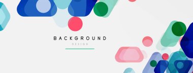 Beyaz üzerine renkli baloncuklar ve yuvarlak geometrik şekiller. Duvar kağıdı, pankart, arkaplan, iniş sayfası için vektör geometrik asgari özet arkaplan
