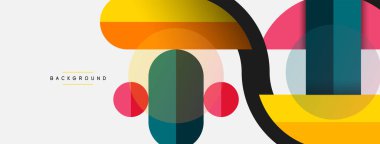 Geometrik şekiller bileşim soyut arkaplan. Çember çizgileri ve dikdörtgenler. Duvar kağıdı afişi veya iniş sayfası için vektör illüstrasyonu