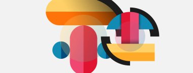 Yuvarlak geometrik şekiller çizgiler ve daireler. Duvar kağıdı afişi ya da iniş sayfası için vektör şablonu