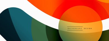 Renkli geometrik şekilli soyut arkaplan. Yuvarlak şekilli, daire ve çizgilerle çok güzel bir arka plan. Geometrik tasarım. Vektör illüstrasyonu