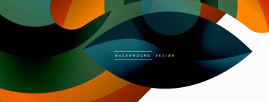 Renkli geometrik şekilli soyut arkaplan. Yuvarlak şekilli, daire ve çizgilerle çok güzel bir arka plan. Geometrik tasarım. Vektör illüstrasyonu