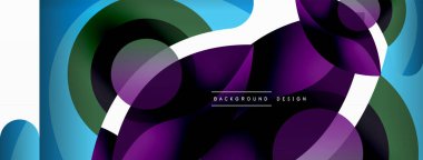 Renkli geometrik şekilli soyut arkaplan. Yuvarlak şekilli, daire ve çizgilerle çok güzel bir arka plan. Geometrik tasarım. Vektör illüstrasyonu