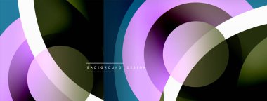 Renkli geometrik şekilli soyut arkaplan. Yuvarlak şekilli, daire ve çizgilerle çok güzel bir arka plan. Geometrik tasarım. Vektör illüstrasyonu