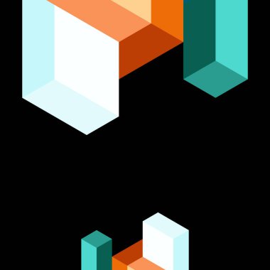 Soyut arkaplan. 3 boyutlu küp, küp elementler ve bloklar. Duvar kağıdı, afiş, arkaplan, iniş sayfası için tekno veya iş konsepti