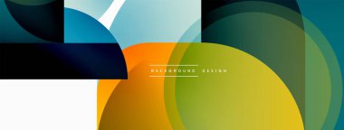 Yaratıcı geometrik duvar kağıdı. Asgari çember üçgen ve kare çizgi soyut arkaplan. Duvar kağıdı afişi veya iniş sayfası için vektör illüstrasyonu