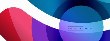 Renkli geometrik şekilli soyut arkaplan. Yuvarlak şekilli, daire ve çizgilerle çok güzel bir arka plan. Geometrik tasarım. Vektör illüstrasyonu