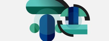 Geometrik şekiller bileşim soyut arkaplan. Çember çizgileri ve dikdörtgenler. Duvar kağıdı afişi veya iniş sayfası için vektör illüstrasyonu