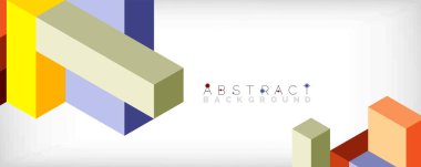 Soyut arkaplan. 3 boyutlu küp, küp elementler ve bloklar. Duvar kağıdı, afiş, arkaplan, iniş sayfası için tekno veya iş konsepti