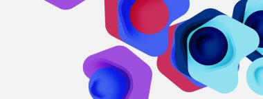 Beyaz arka planda renkli ok şekilleri. Minimum geometrik soyut arkaplan. Duvar kağıdı afişi veya iniş sayfası için vektör illüstrasyonu