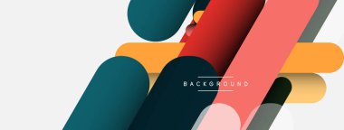 Yuvarlak şekiller ve çizgiler üst üste biniyor. Duvar kağıdı afişi veya iniş sayfası için vektör illüstrasyonu