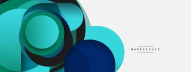 Yaratıcı geometrik duvar kağıdı. Asgari soyut arkaplan. Duvar kağıdı arkaplanı veya iniş sayfası için daire bileşimi vektör çizimi