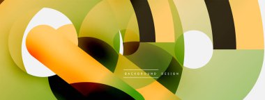 Yuvarlak şekiller daireler ve diğer geometrik şekiller. Duvar kağıdı afişi arkaplan kartı veya iniş sayfası için vektör illüstrasyonu