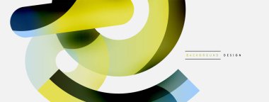 Yuvarlak şekiller daireler ve diğer geometrik şekiller. Duvar kağıdı afişi arkaplan kartı veya iniş sayfası için vektör illüstrasyonu