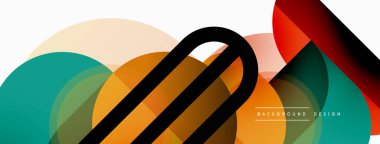 Yuvarlak üçgen çizgileri ve daireleri şekillendirir. Duvar kağıdı afişi arkaplanı veya iniş sayfası için Geometrik vektör çizimi