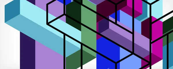 Fondo abstracto. 3d cubos, elementos cúbicos y bloques. Techno o concepto de negocio para fondo de pantalla, banner, fondo, landing page — Vector de stock