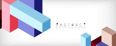 Soyut arkaplan. 3 boyutlu küp, küp elementler ve bloklar. Duvar kağıdı, afiş, arkaplan, iniş sayfası için tekno veya iş konsepti